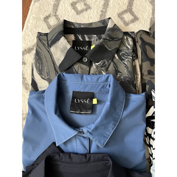 LYSSE Bundle Of 8 Solid Print Button Down Wrinkle Resistant Career Blouses Tops - Picture 5 of 16